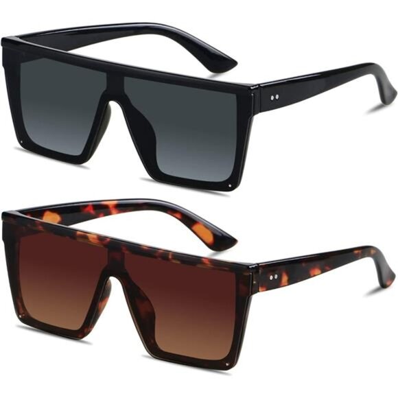 Square Oversized Sunglasses for Women Men Big Flat Top Fashion Shield Large UV - Picture 1 of 7
